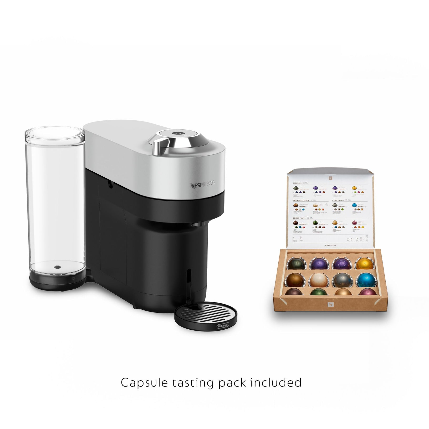 Nespresso Vertuo Pop+ Deluxe Coffee and Espresso Machine by De'Longhi, 120 Volts, Silver