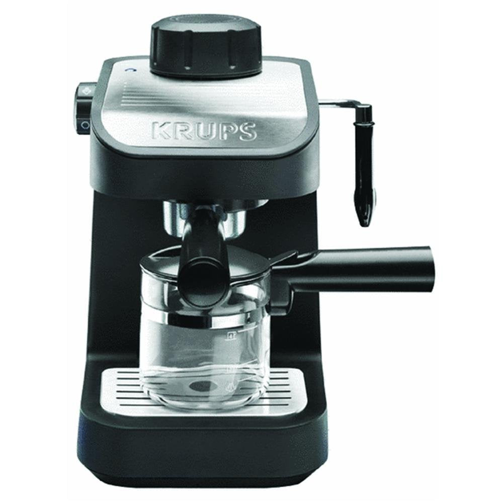 KRUPS XP1020 Dampf-Espressomaschine mit Glaskaraffe, 4 Tassen, schwarz