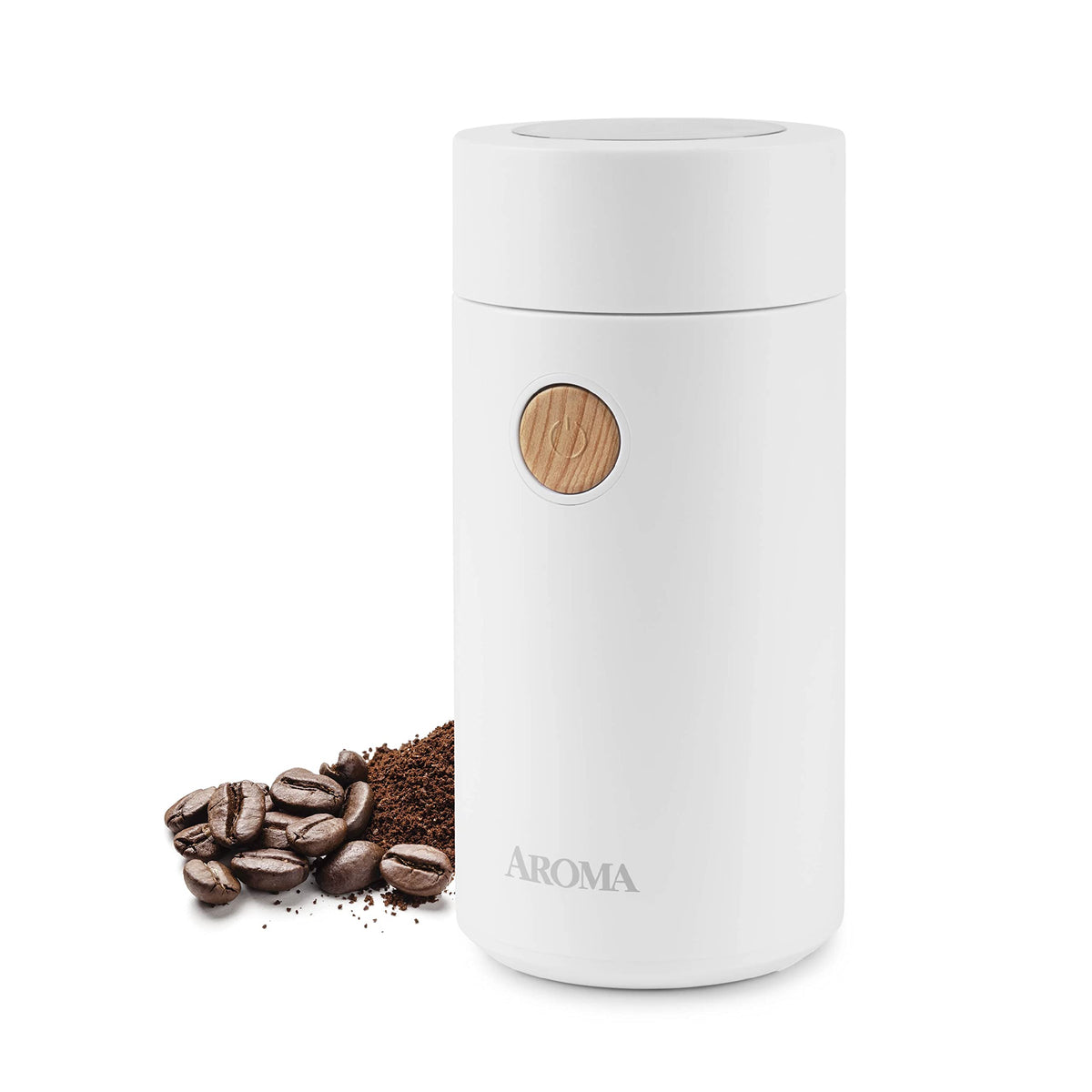 Aroma Housewares Mini-Kaffeemühle und elektrische Kräutermühle mit Mahlklingen aus Edelstahl 304 und durchsichtigem Deckel (40 g), weiß, 40 g