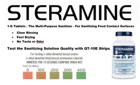 Pack of 2 Steramine Tablet, 300 Steramine Sanitizer Tablet w/ 30x QT-10 Test Strip for Food Service, Multi Purpose Sanitizing Tablets for Kitchens, Restaurants, Food Contact Surface by FryOilSaver Co.