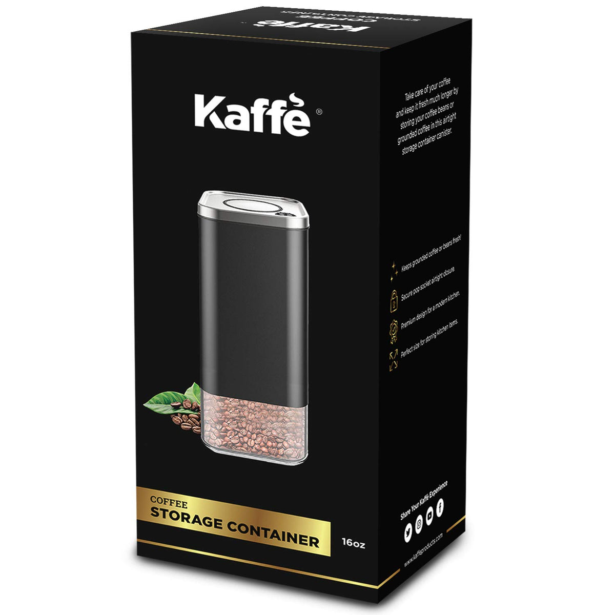 Kaffe-Kaffeedose aus Glas (473 ml) mit luftdichtem Deckel – Klicken zum Öffnen der Versiegelung – BPA-freies Glas und Edelstahl – eleganter Aufbewahrungsbehälter für die Küche für Kaffee, Nüsse, Reis, Mehl, Zucker, Tee, Müsli