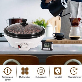 JIAWANSHUN Coffee Roaster Upgraded Electric Coffee Bean Roaster 1.1lb Coffee Roaster for Home Use,0-240℃ Temperature Adjust&Timer 110-120V