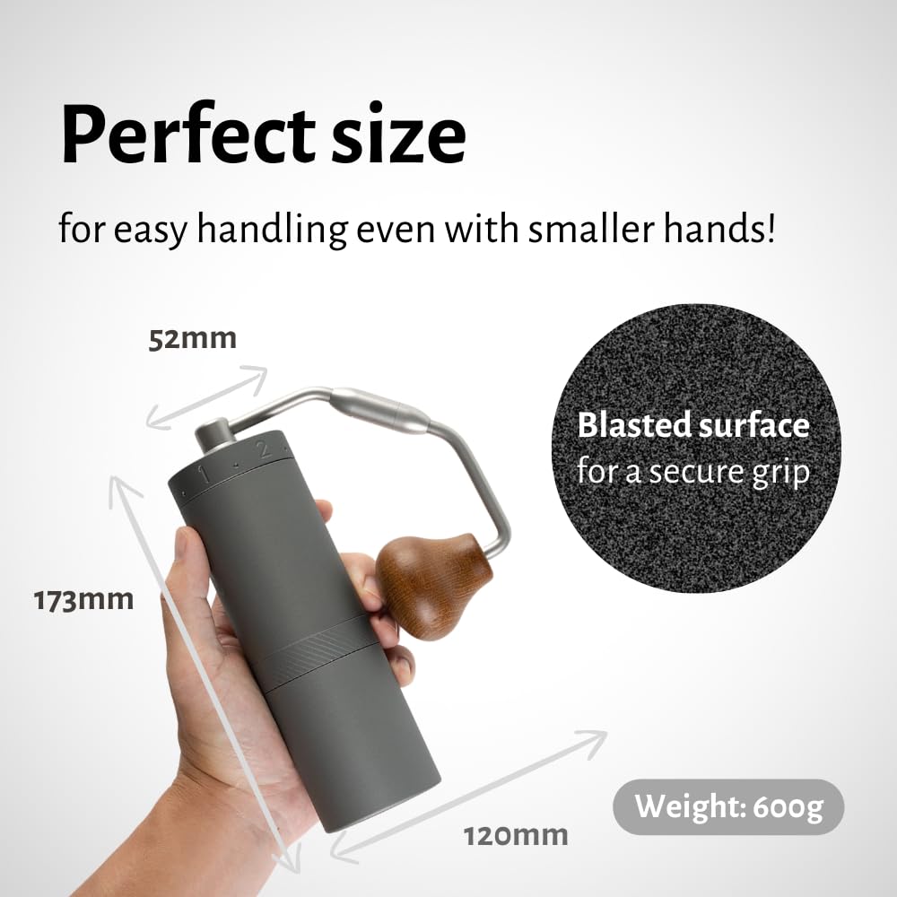 1Zpresso X-Ultra Manual Coffee Grinder-Midnight Black, Well-built Sturdy Metal Body, Assembly Stainless Steel Burr, Numerical External Setting, Magnet Catch Cup, Faster Grind Efficiency Portable Mil