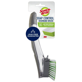 Scotch-Brite Advanced Soap Control Geschirrbürste, kratzfeste Spülbürste, Spülbürste mit Knopf, langlebig und wiederverwendbar, Spülbürste