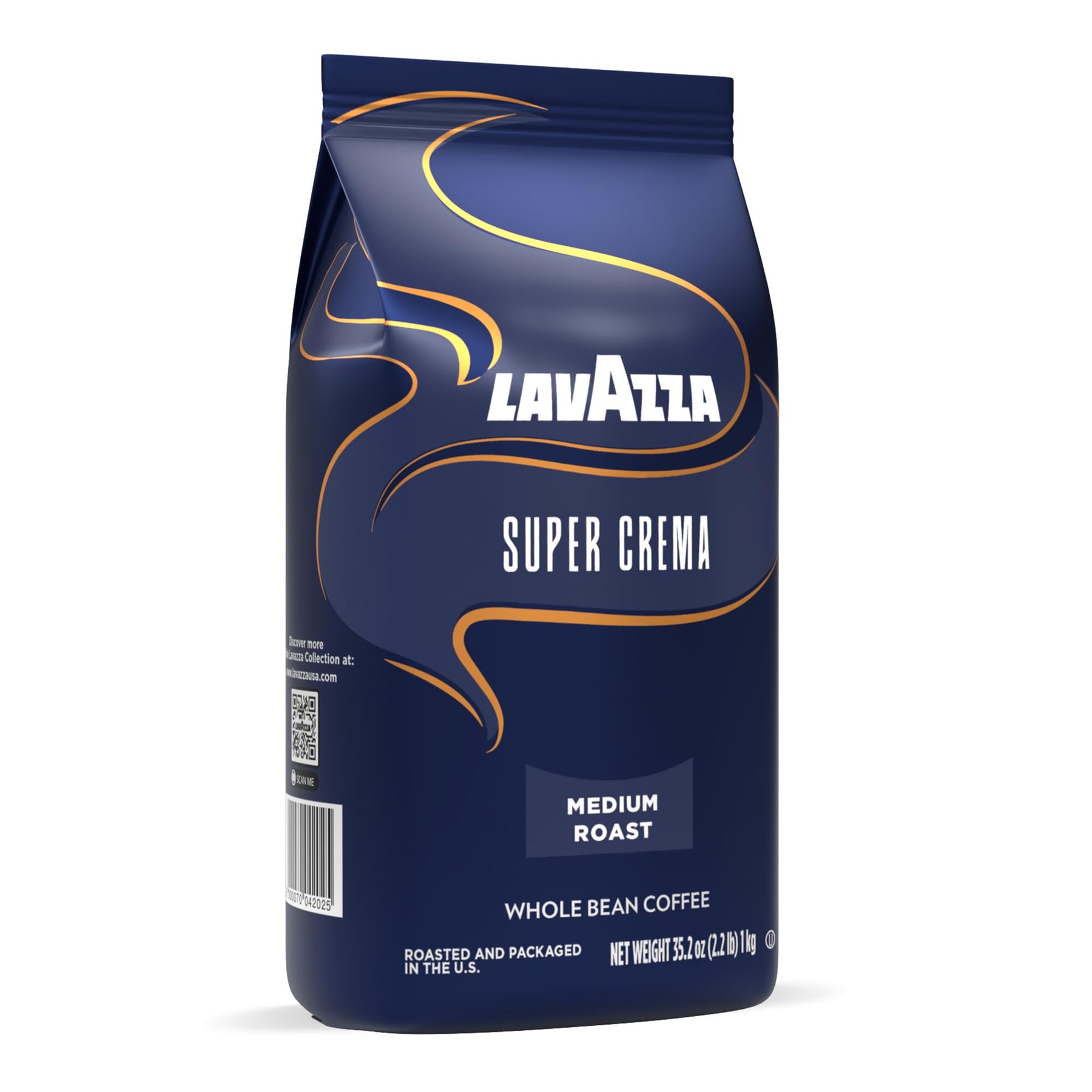 Lavazza Super Crema Whole Bean Coffee, Medium Espresso Roast, Arabica and Robusta Blend, 2.2 lb Bag, Package May Vary (Pack of 1)