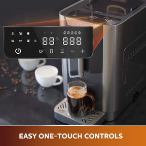 MEROL Vollautomatische Espresso-Kaffeemaschine mit Touchscreen, 19 Bar Cafe Maker, eingebautes einstellbares Mahlwerk, für Kaffeeliebhaber, ME-720, Grau und Silber