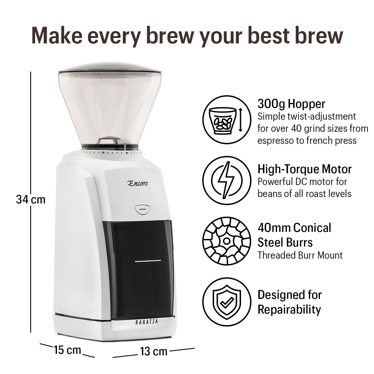 Baratza Encore Coffee Grinder ZCG484WHT, White