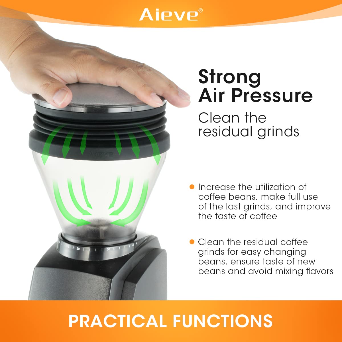 Aieve Silicone Coffee Hopper Bellow Compatible with Baratza Encore Grinder ESP/Virtuosa+ Coffee Grinder,Reduce Coffee Grinds Retention