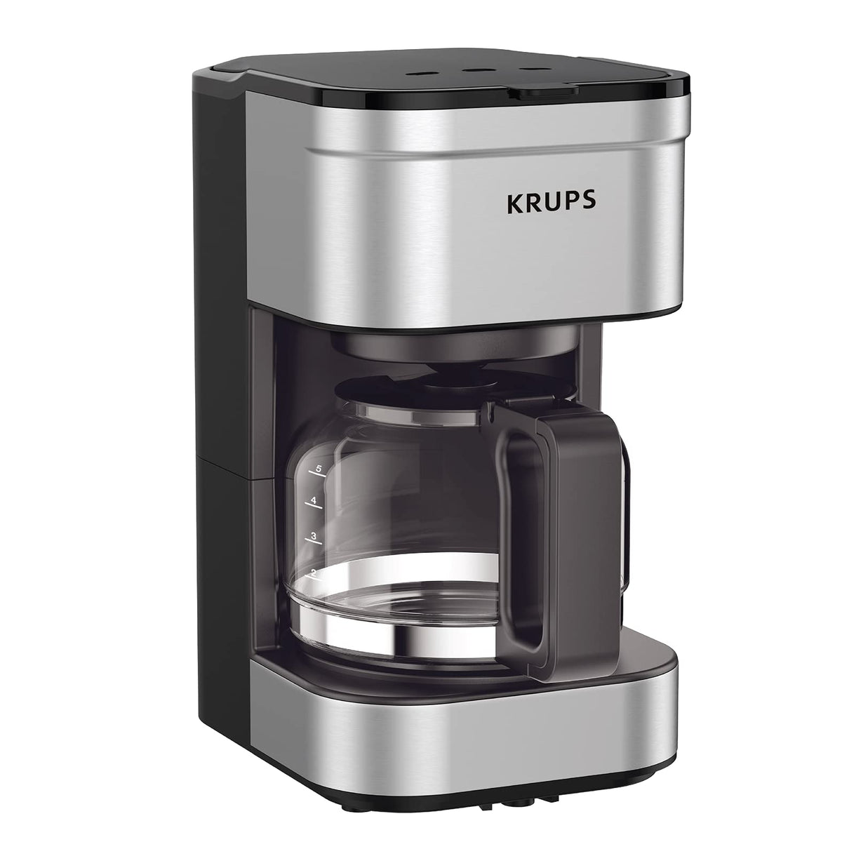 KRUPS Simply Brew Compact 5-Tassen-Kaffeemaschine: Edelstahldesign, Pausen- und Brühfunktion, Warmhaltefunktion, wiederverwendbarer Filter und tropffreie Karaffe für müheloses Aufbrühen am Morgen und einfache Reinigung