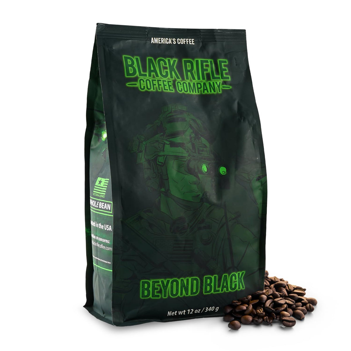 Black Rifle Coffee Company Beyond Black, dunkel geröstete ganze Kaffeebohnen, 12 OZ Beutel