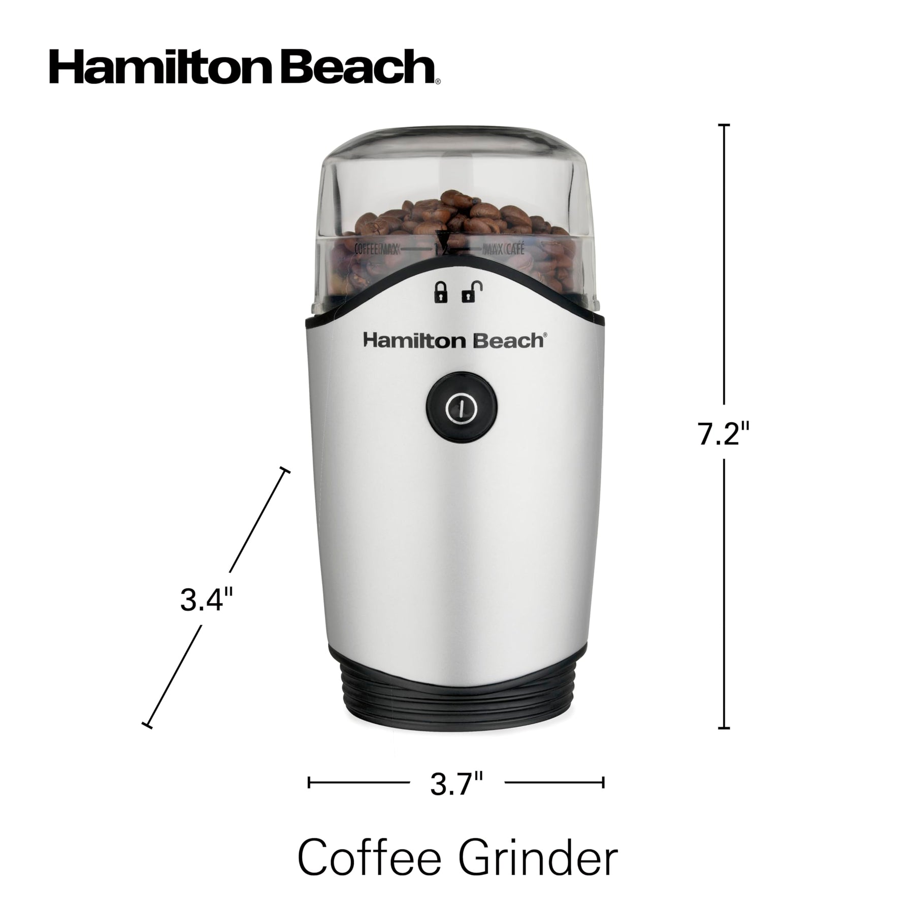 Hamilton Beach 4.5oz Electric Coffee Grinder For Beans, Spices & More, Stainless Steel Blades, Silver (80350RV)