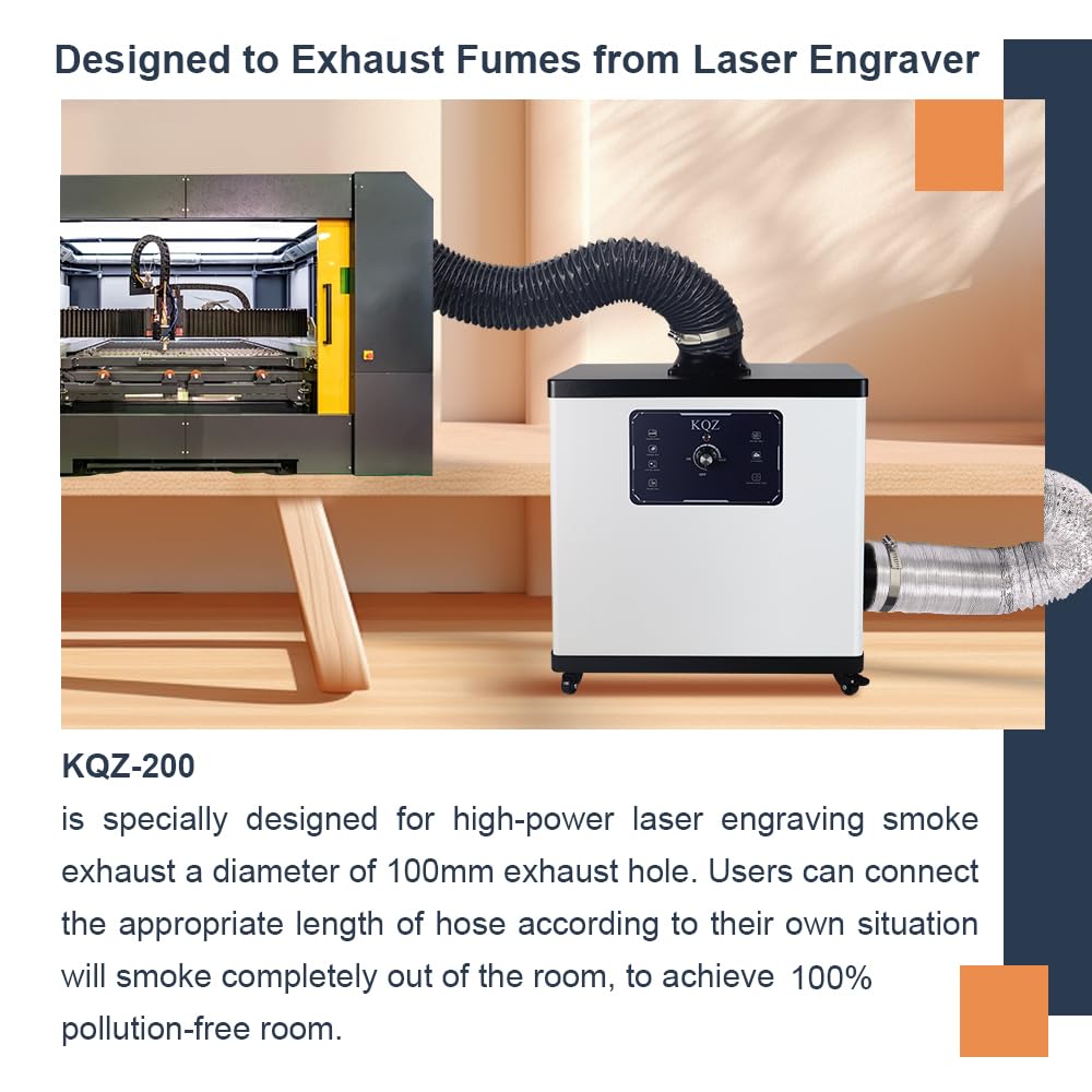 KQZ [Specialized] 210W Laser Fume Extractor 330m³/h Solder Fume Extractor for Laser Engraver, Strong Suction Fume Extractors for M1, S1, P1, Odor Smoke Purifier for Laser Engraver 3D Printing Welding