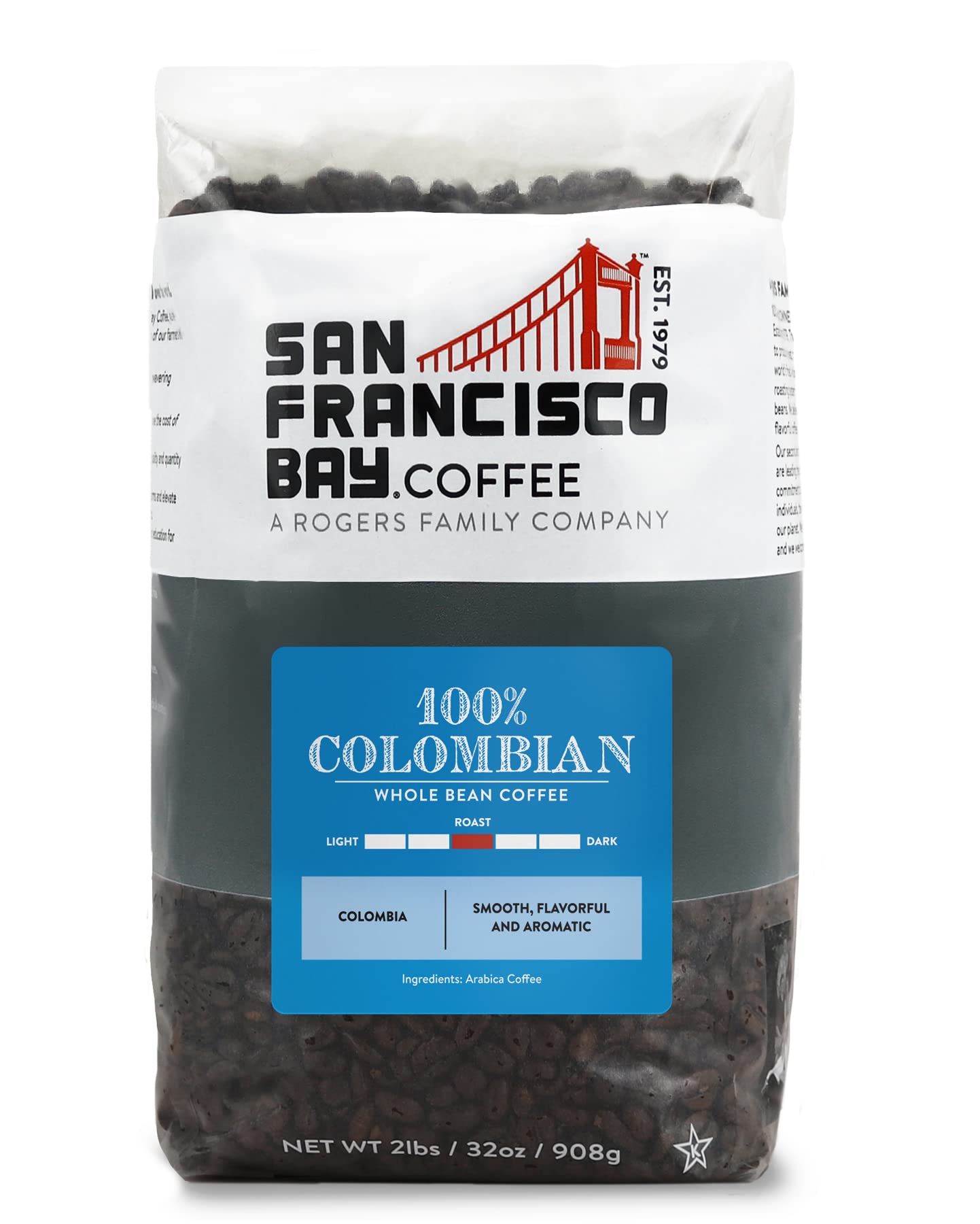 San Francisco Bay Colombian Supremo, Whole Bean Coffee, 908g - Medium Roast