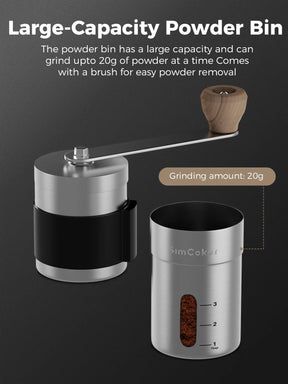 SimCoker Manual Coffee Grinder,Ceramic Burr Hand Coffee Grinder for Espresso,Adjustable Grind Setting,Portable Coffee Bean Grinder for Home,Office,Travelling,304 Stainless Steel