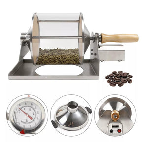 lkoewqzamx Coffee Bean Roaster, Roasting Machine, Nuts Home Coffee shop, Wooden handle, Glossy Outlook, Clear Vision, 110V