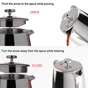 Secura French Press Coffee Maker, 50-Ounce, 304 Stainless Steel Insulated Coffee Press with Extra Screen