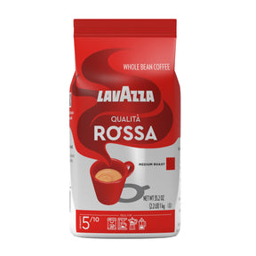 Lavazza Qualita Rossa - 2.2LB Bag of Espresso Beans - Authentic Italian, Blended and Roasted in Italy, Chocolate Flavour, Full Body and Intense Aromas