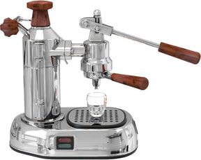 La Pavoni Europiccola Manual 8-Cup Espresso Machine, Chrome and Wood