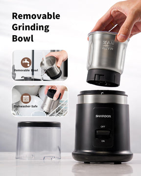 SHARDOR One Touch Coffee Grinder Electric, Spice Grinder, Herb Grinder, Grinder for Coffee Bean Spices and Seeds with 1 Removable Stainless Steel Bowl, Dry Grinder, Black