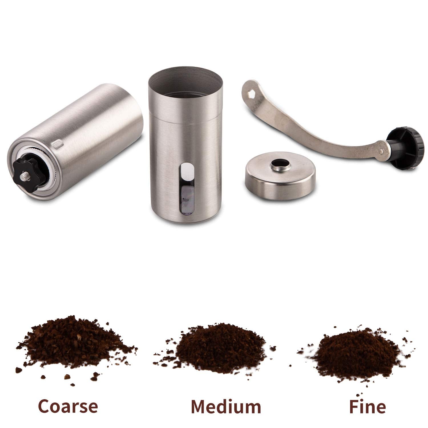 PARACITY Manual Coffee Bean Grinder Stainless Steel Hand Mill Ceramic Burr for Aeropress, Drip Coffee, Espresso, French Press, Turkish Brew, for gift