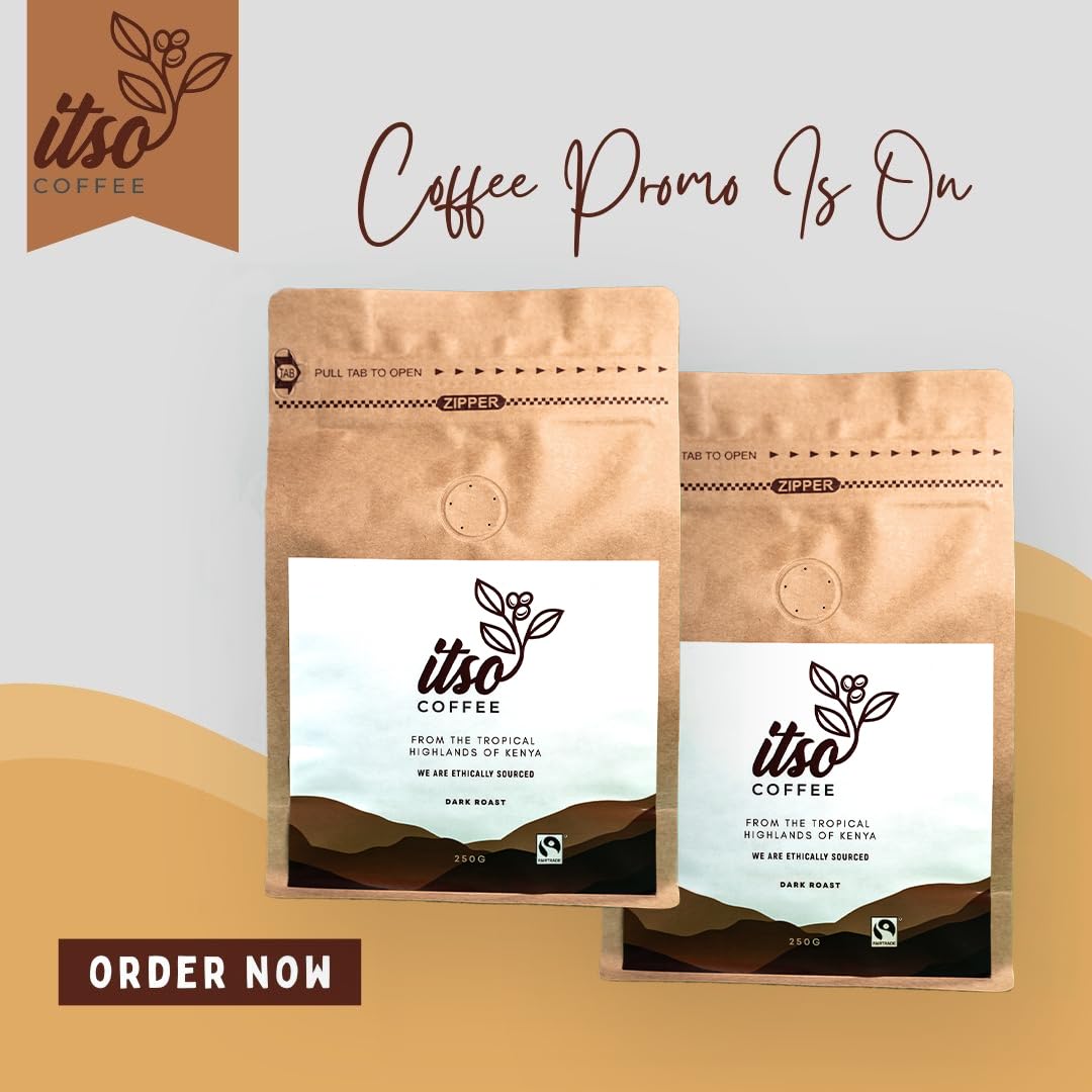 Premium Kenyan Dark Roast Arabica Coffee Beans | Specialty Single Origin Whole Bean | Rich Flavor for Espresso and Cold Brew | Freshly Roasted 250g Bag