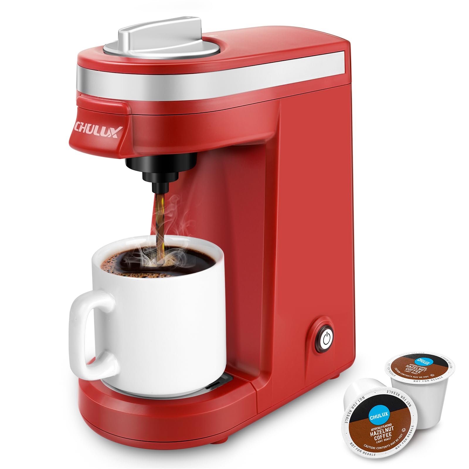 CHULUX Mini-Kaffeemaschine für K-Kapseln, Einzelportions-Kaffeemaschine für eine Tasse Americano, leichte Pad-Kaffeemaschine, rot