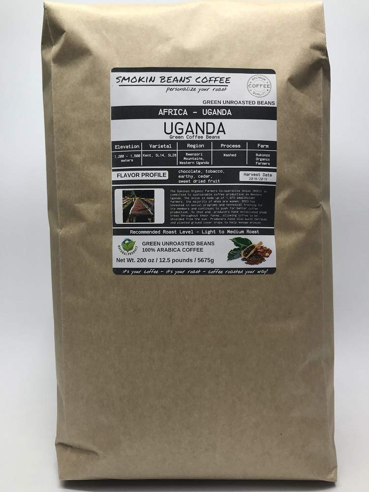 12.5-pound Uganda (Unroasted Green Coffee Beans) premium Arabica beans grown northern Africa fresh current-crop beans for home coffee roasters, specialty-grade coffee beans, good long-term storage