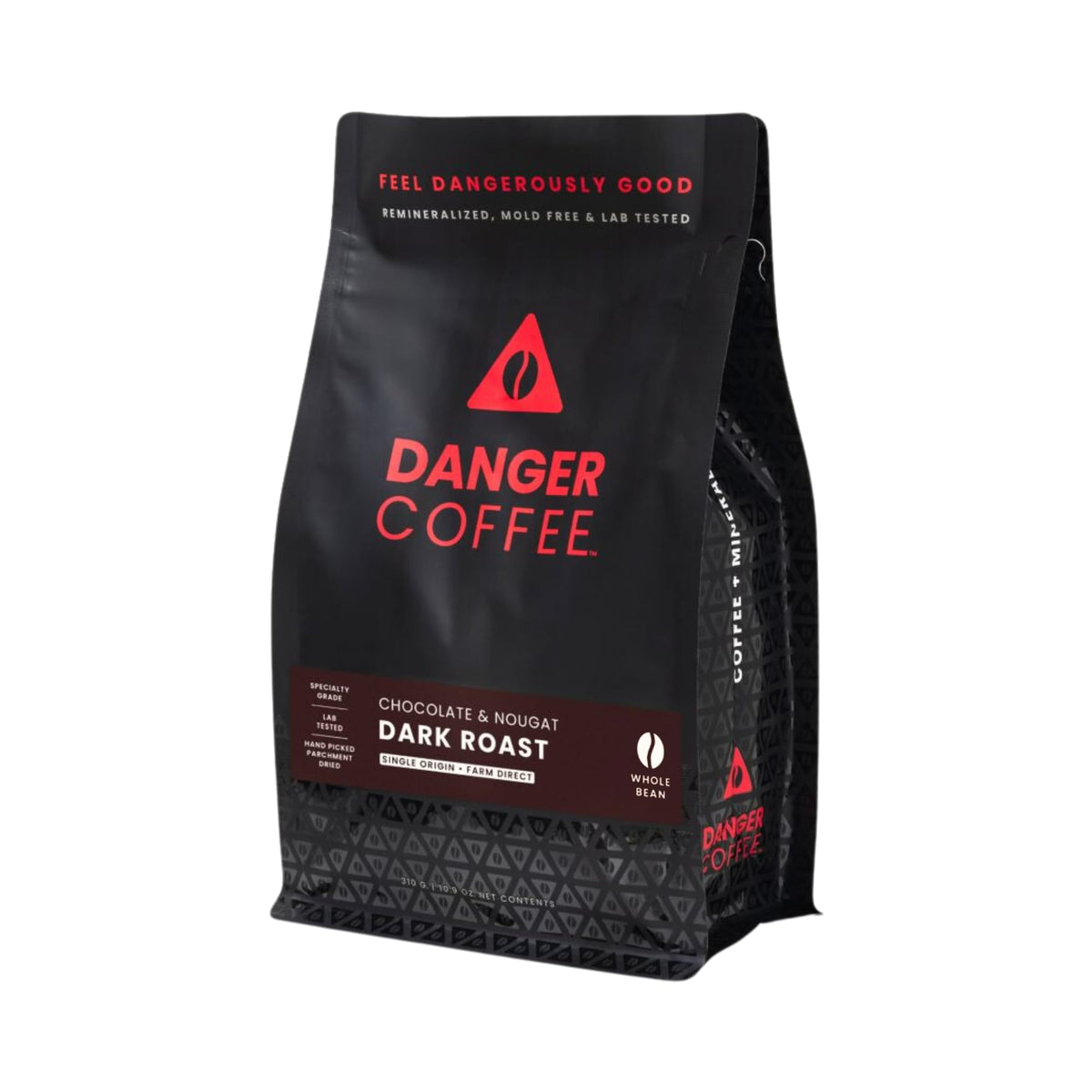 Danger Coffee by Dave Asprey, Remineralized, Mold Free & Lab Tested Whole Bean Coffee, Dark Roast, 10.9 Ounce