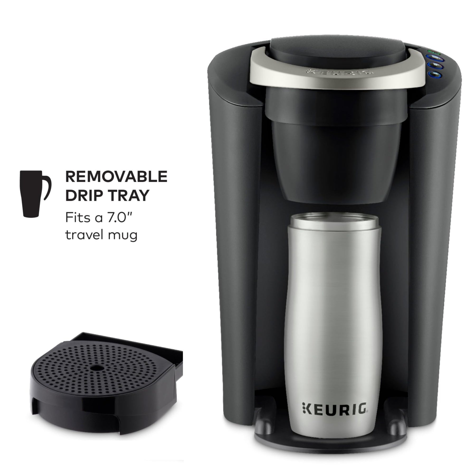 Keurig K-Compact Einzelportions-K-Cup-Pad-Kaffeemaschine, mit 3 Brühgrößen, Smart Start-Funktion, abnehmbarem 36oz-Tank, schwarz