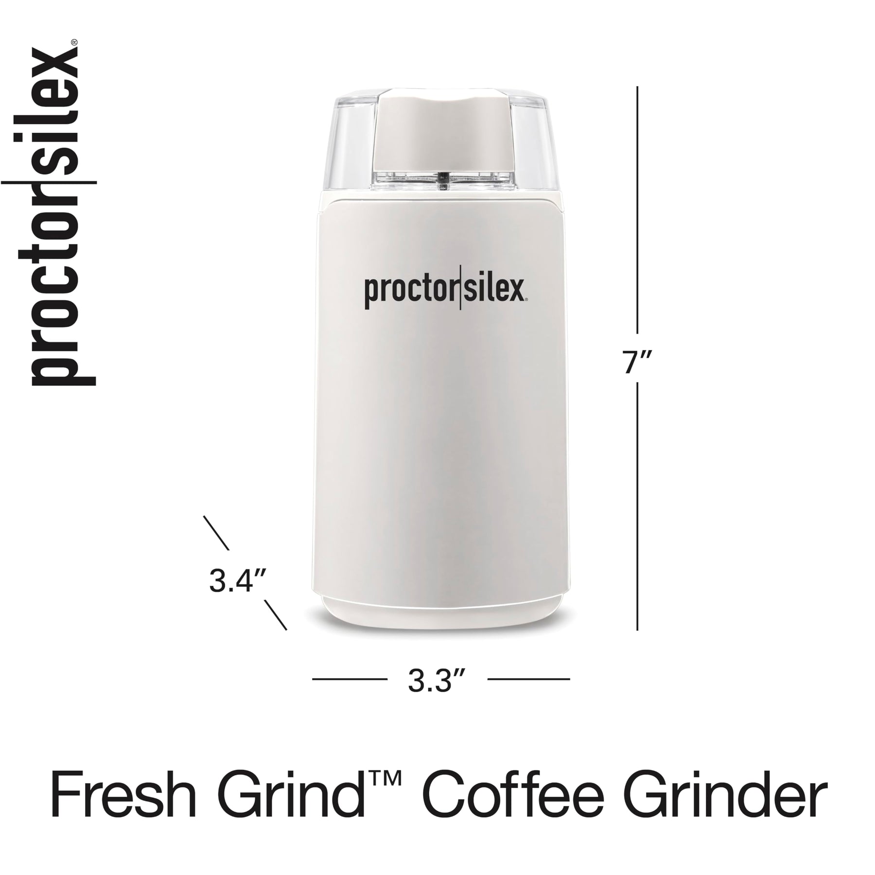 Proctor Silex Electric Coffee Grinder for Beans, Spices and More, Stainless Steel Blades, 12 Cups, White