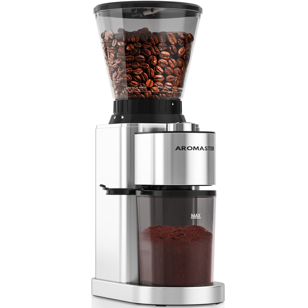 Aromaster Burr Coffee Grinder, Coffee Bean Grinder,Stainless Steel Coffee Grinder Electric,24 Grind Settings, Espresso/Pour Over/Cold Brew/French Press Coffee Maker