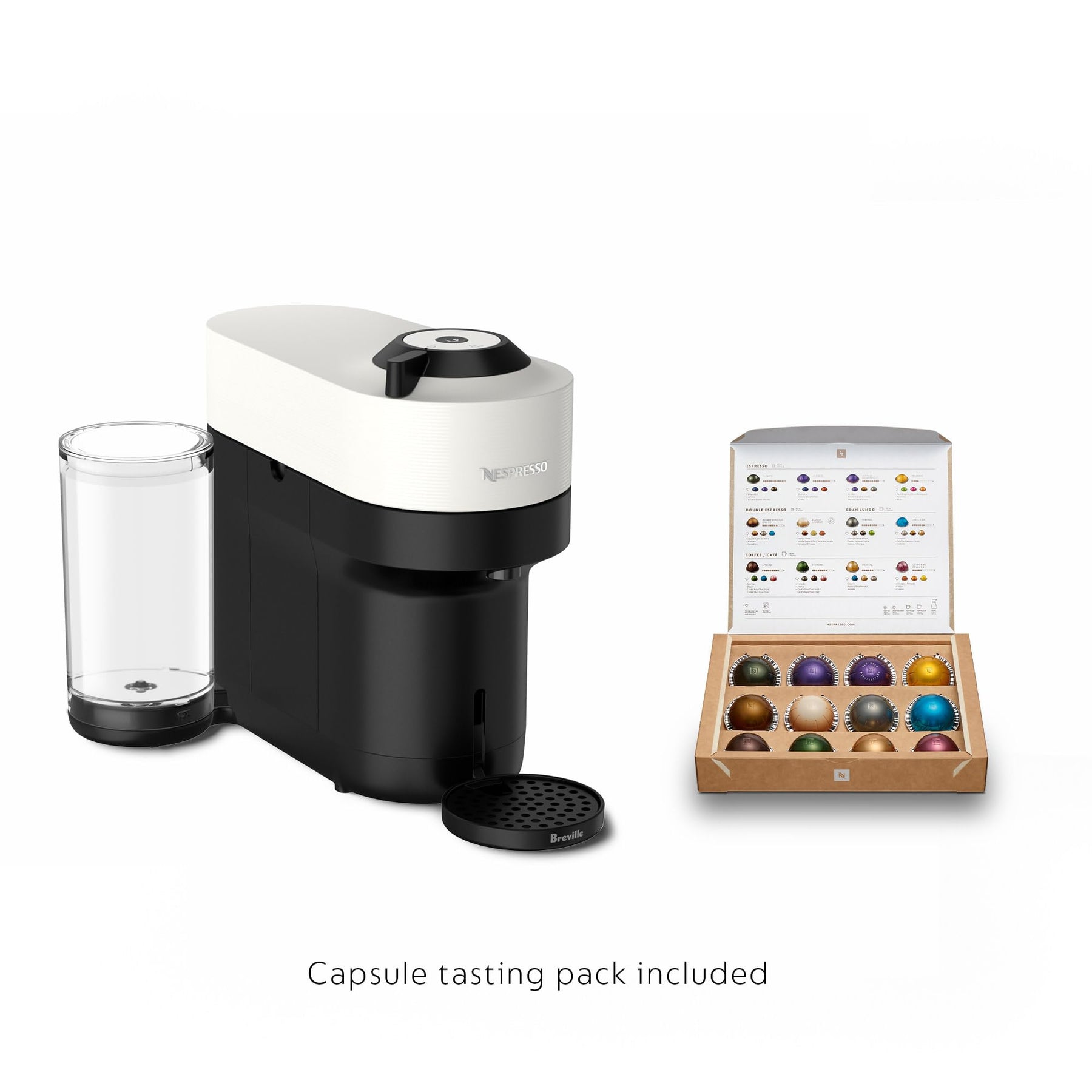 Nespresso Vertuo Pop+ Kaffee- und Espressomaschine von Breville mit Milchaufschäumer, Coconut White