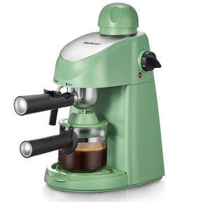 Yabano Espressomaschine, 3,5 Bar Espressomaschine, Espresso- und Cappuccinomaschine mit Milchaufschäumer, Espressomaschine mit Dampfgarer (Grün)