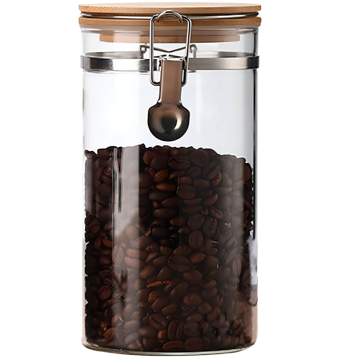 Zrwcvxy Glass Coffee Bean Storage Container with Airtight Clip Seal Lid Coffee Storage Jar for Coffee Beans, Ground Coffee, Nuts, Cookies（48 oz/1400ml）