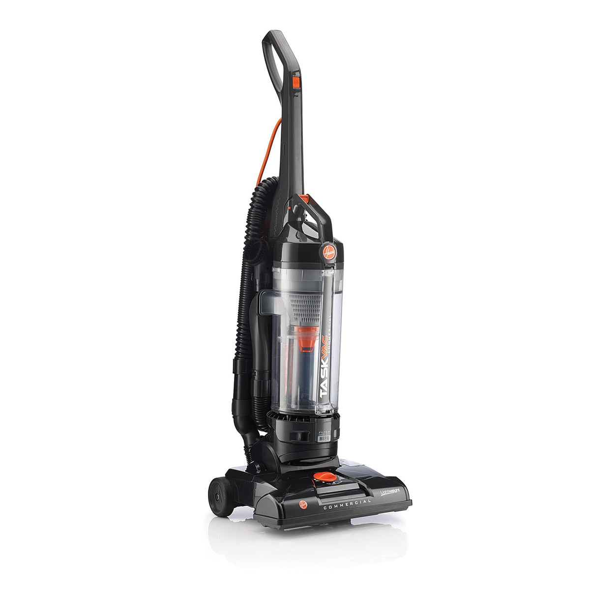 Hoover Commercial TaskVac Staubsauger ohne Beutel, Möbelschutz, leichter HEPA-Filter, professionelle Qualität, langlebig, 6,8 kg, 10,6 m langes Kabel, CH53010, schwarz