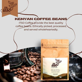 Premium Kenyan Dark Roast Arabica Coffee Beans | Specialty Single Origin Whole Bean | Rich Flavor for Espresso and Cold Brew | Freshly Roasted 250g Bag