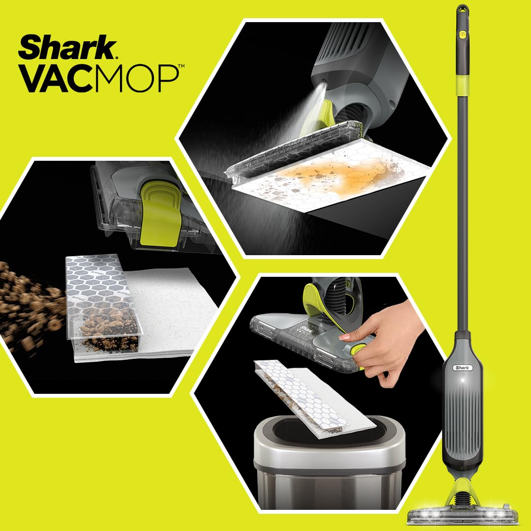 Shark VACMOP Disposable Hard Floor Pad Refills, Compatible with VM252 & VM180, No-touch Disposal, For use on ALL Sealed Floors - Stone, Hardwood, Laminate & Tile, (Pack of 3, 30 Count Total), VMP30