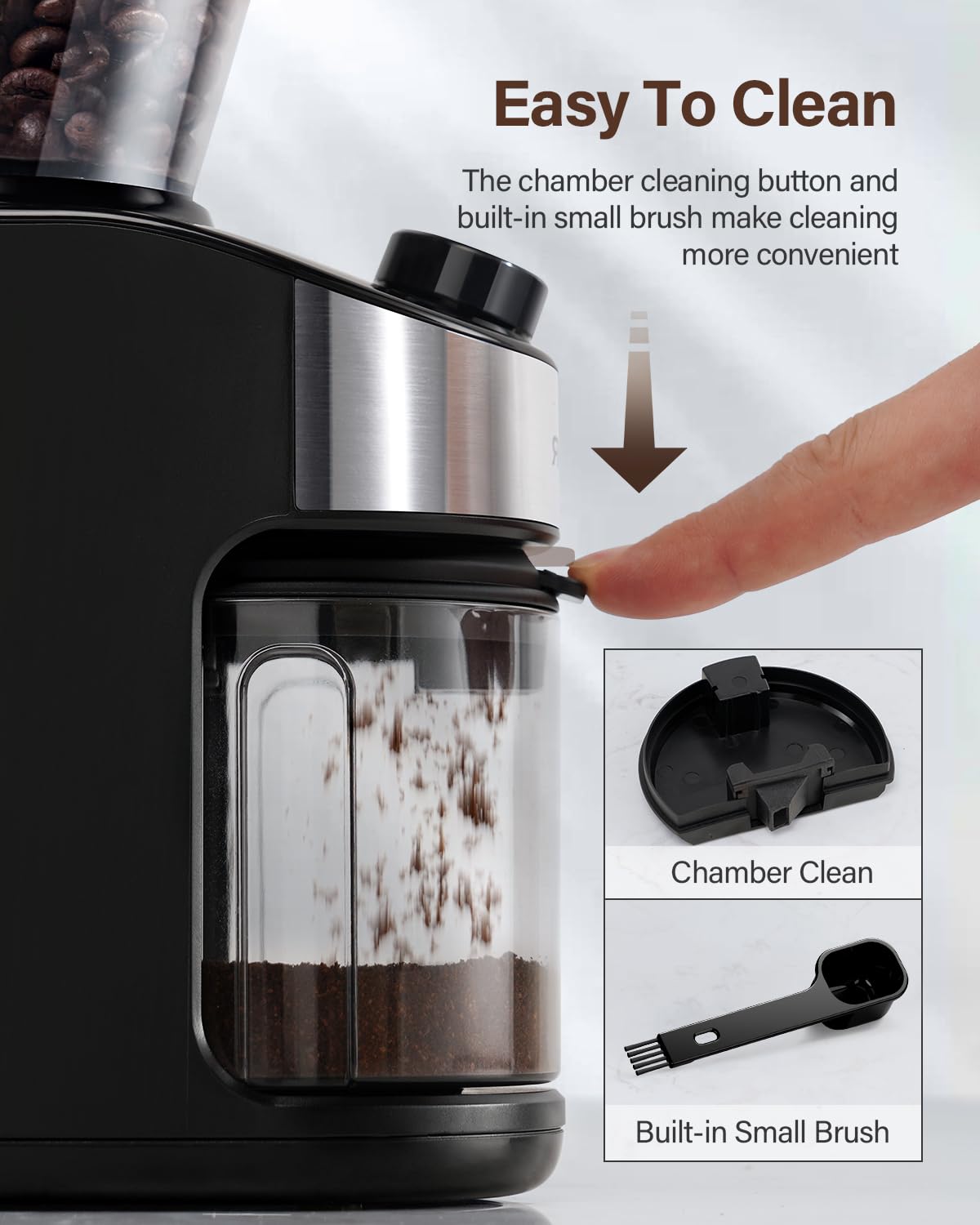 SHARDOR Burr Coffee Grinder Electric with 32 Grinding Sizes, Coffee Grinders for Home Use with 40 Seconds Adjustable Electronic Timer, Coffee Bean Grinder with Chamber Cleaning Button