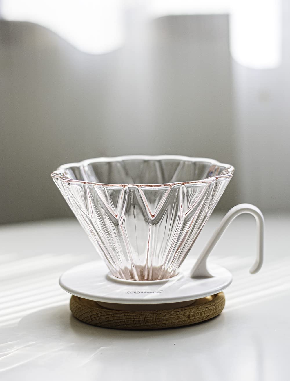 ElephantNum HERO Petal Glass Coffee Dripper V60 Barista Pour Over Hand Drip Brewer Pink