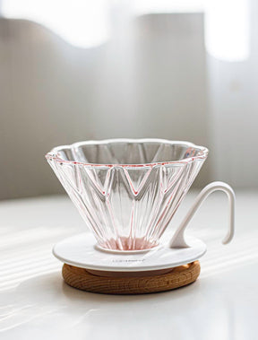 ElephantNum HERO Petal Glass Coffee Dripper V60 Barista Pour Over Hand Drip Brewer Pink