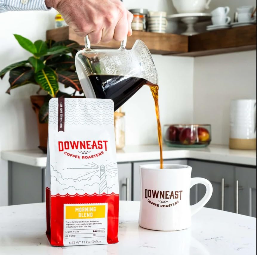 Downeast Coffee Roasters Whole Bean Coffee - Morning Breakfast Blend, Light Roast, 100% Arabica Coffee - Smooth, Bright and Balanced - Select Central and South American Highlands (2lb Bag)