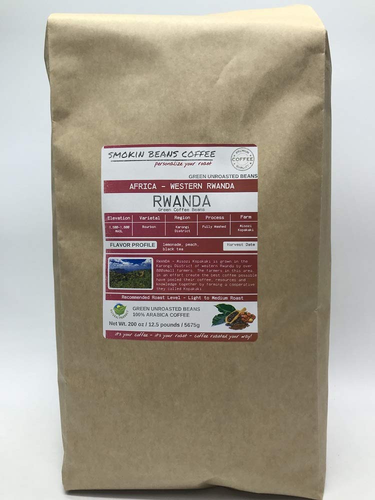 12.5-pound Rwanda Aa (Unroasted Green Coffee Beans) African Arabica beans washed process fresh current-crop beans for home coffee roasters, specialty-grade coffee beans, good long-term storage