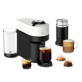 Nespresso Vertuo Pop+ Kaffee- und Espressomaschine von Breville mit Milchaufschäumer, Coconut White