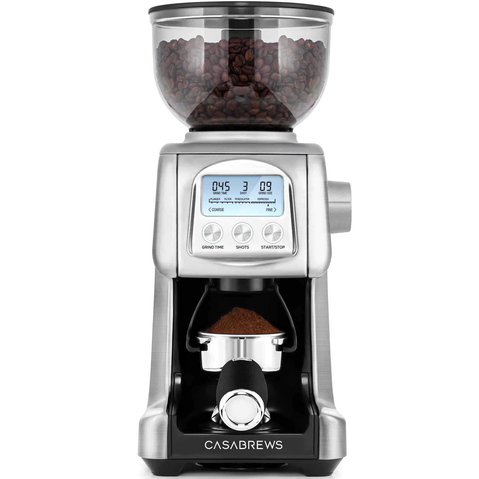 CASABREWS Electric Coffee Grinder, Conical Burr Coffee Bean Grinder with 77 Precise Grind Settings, Intelligently Grinds from Espresso to French Press, Gift for Baristas and Coffee Lovers