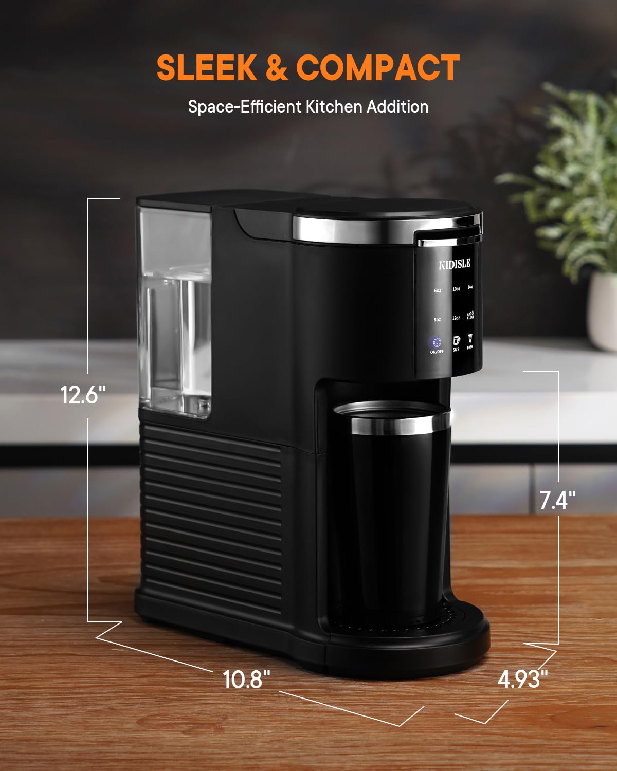 KIDISLE Single Serve Coffee Machine, 3 in 1 Pod Coffee Maker for K Cup Pods & Ground Coffee & Teas, 6 to 14oz Brew Sizes, with 40oz Removable Water Reservoir, Descale Settings, Black