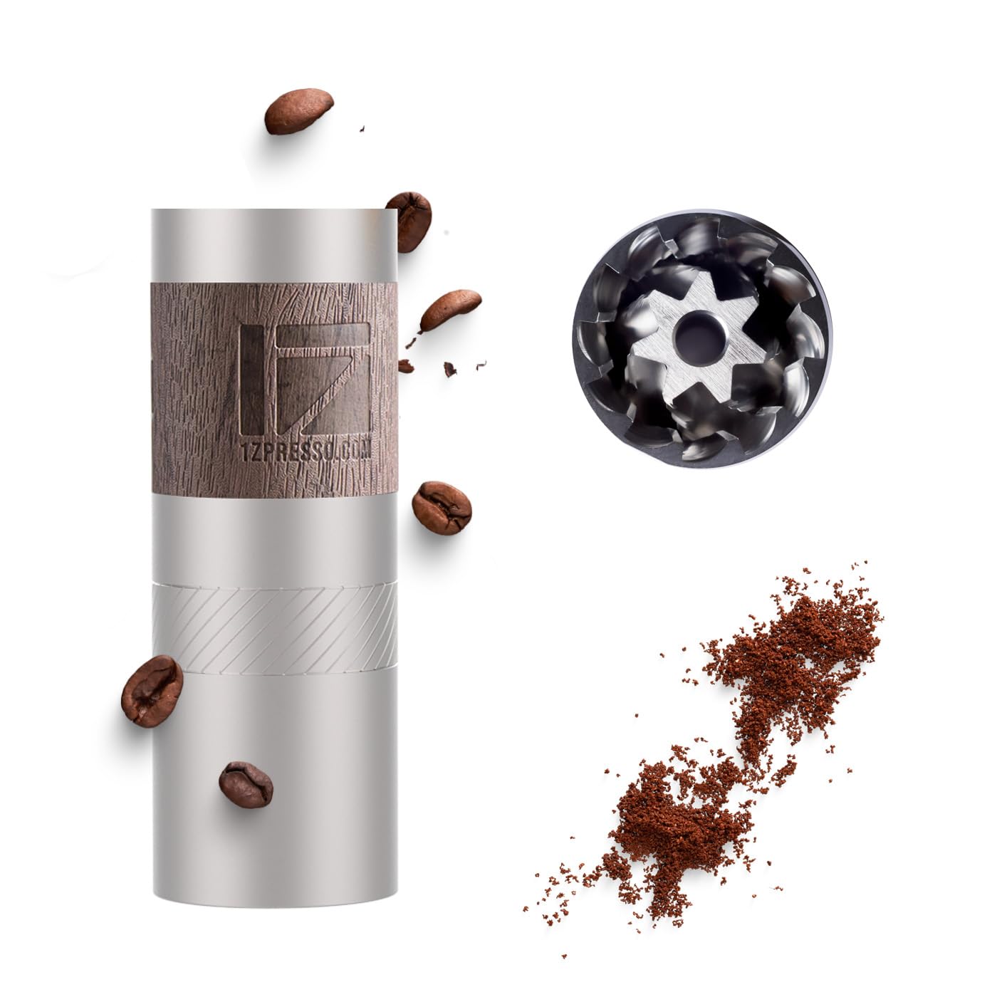 1Zpresso Q Manuelle Kaffeemühle, Mini-Slim-Reisegröße, konisches Mahlwerk aus Edelstahl, numerisch einstellbare Einstellung für Pour Over French Press Cold Brew