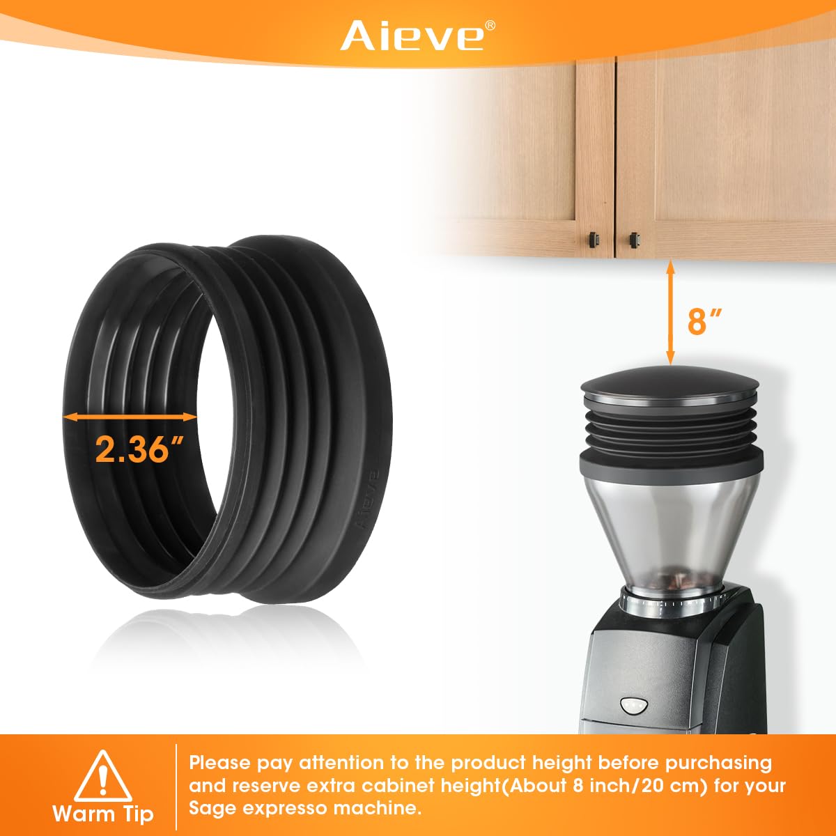 Aieve Silicone Coffee Hopper Bellow Compatible with Baratza Encore Grinder ESP/Virtuosa+ Coffee Grinder,Reduce Coffee Grinds Retention