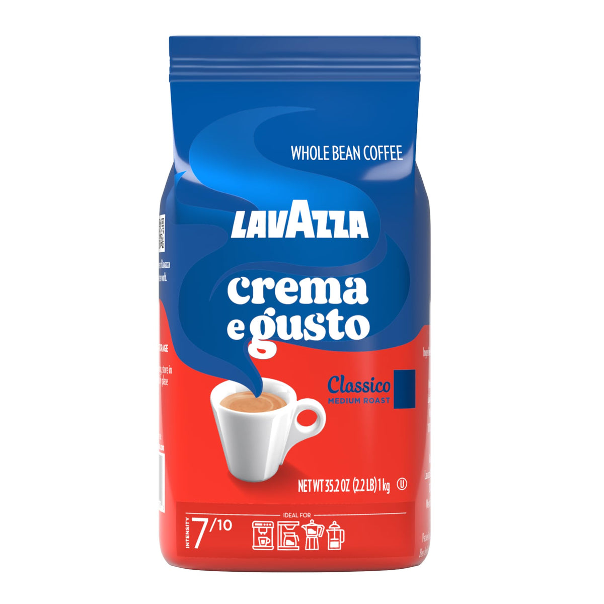 Lavazza Crema E Gusto Whole Bean Coffee 2.2LB Bag, Full-bodied, creamy dark roast with spices notes