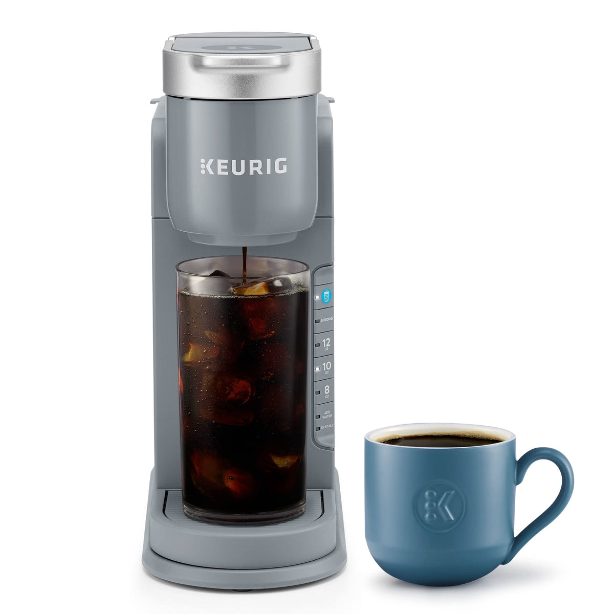 Keurig K-Iced Kaffeemaschine, Einzelportions-K-Cup-Pad-Eiskaffeemaschine, mit Heiß- und Kaltkaffeefunktion, brüht jede K-Cup-Pad, grau