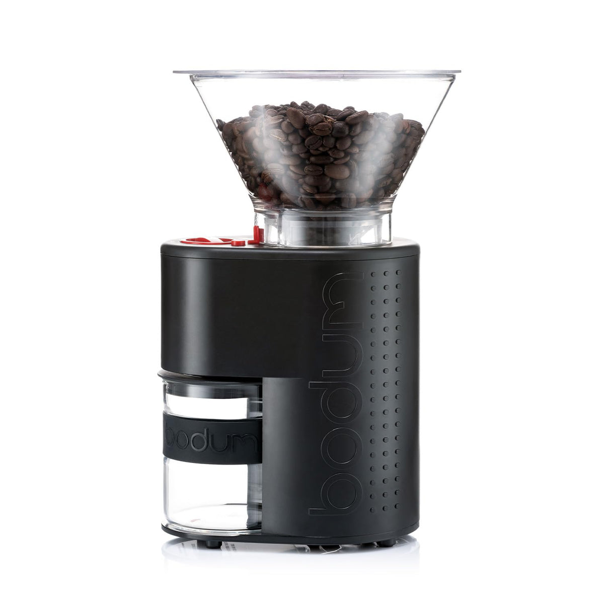 Bodum Bistro Elektrische Kaffeemühle mit konischem Mahlwerk, voreingestellter Timer, 12 Mahleinstellungen, schwarz